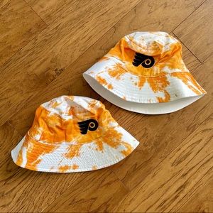 Brand new orange & white tye dye Philadelphia flyers hockey bucket hat